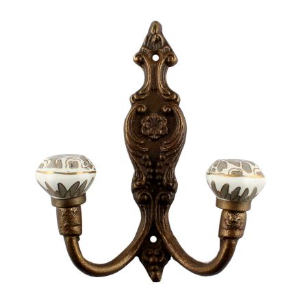 Grey Hexagon Small Ceramic Iron Hooks